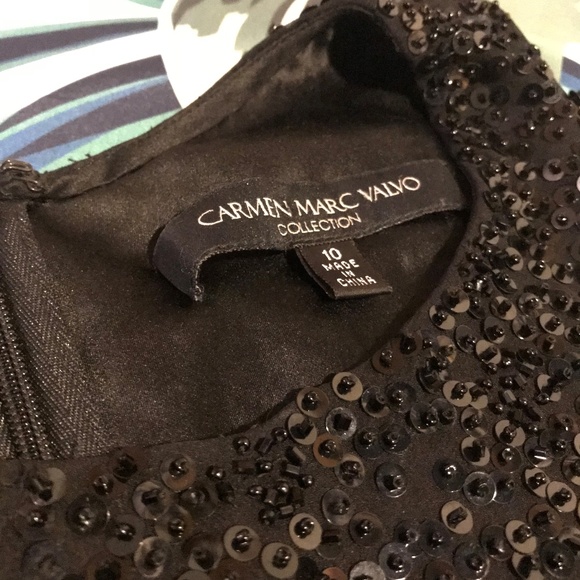 ✤ Carmen Marc Valvo Black Trapeze Dress ✤ - Picture 2 of 3